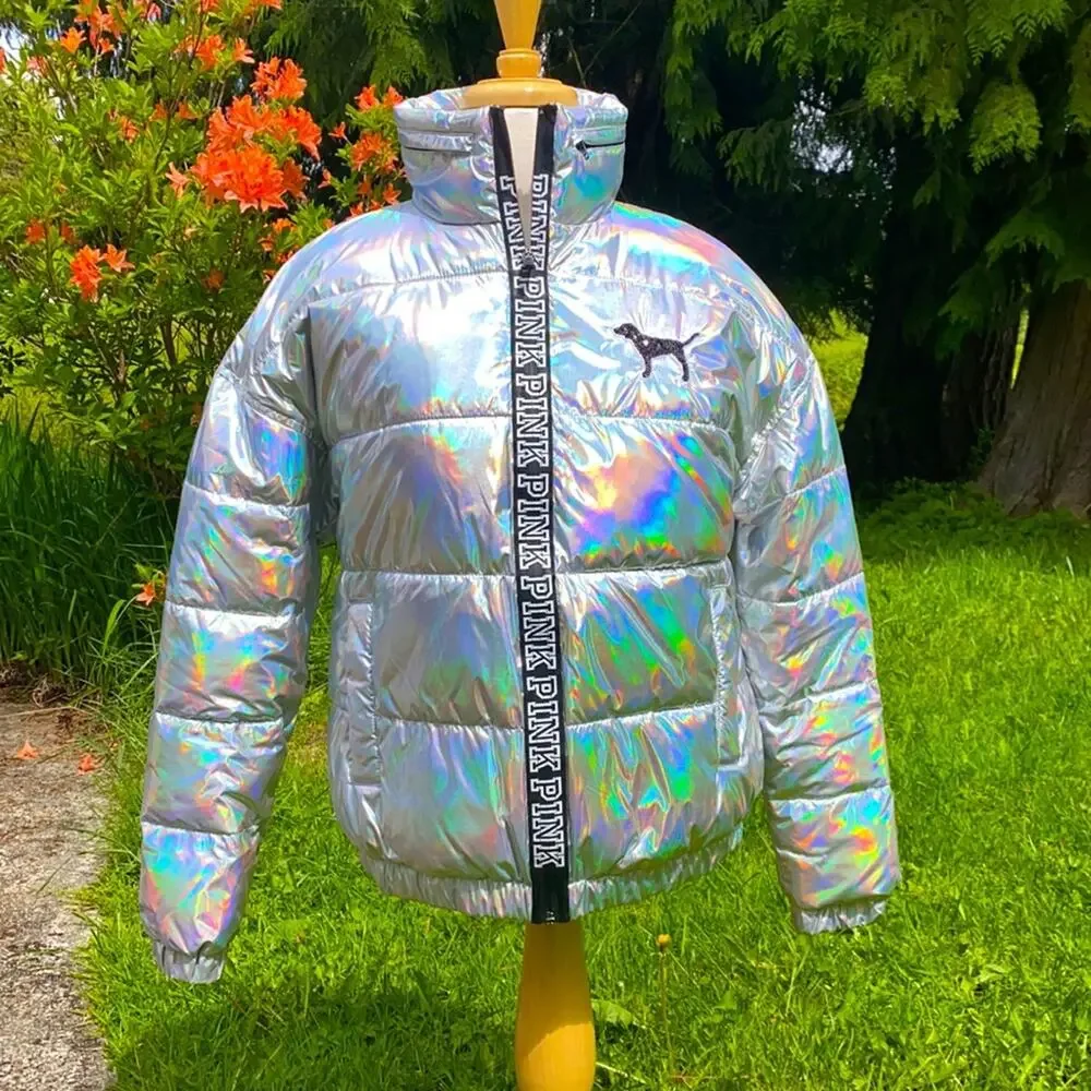 • VS PINK • Holographic Varsity Puffer - Picture 4 of 12